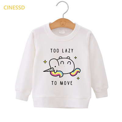 Harajuku Kawaii Cartoon Rainbow Unicorn Print Αστείο παιδικό φούτερ Λευκό Ροζ Κίτρινο Αγόρια Ρούχα Κοριτσίστικα Πουλόβερ με κουκούλα