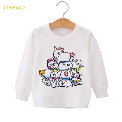 Harajuku Kawaii Cartoon Rainbow Unicorn Print Αστείο παιδικό φούτερ Λευκό Ροζ Κίτρινο Αγόρια Ρούχα Κοριτσίστικα Πουλόβερ με κουκούλα