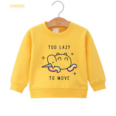 Harajuku Kawaii Cartoon Rainbow Unicorn Print Αστείο παιδικό φούτερ Λευκό Ροζ Κίτρινο Αγόρια Ρούχα Κοριτσίστικα Πουλόβερ με κουκούλα