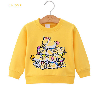 Harajuku Kawaii Cartoon Rainbow Unicorn Print Αστείο παιδικό φούτερ Λευκό Ροζ Κίτρινο Αγόρια Ρούχα Κοριτσίστικα Πουλόβερ με κουκούλα
