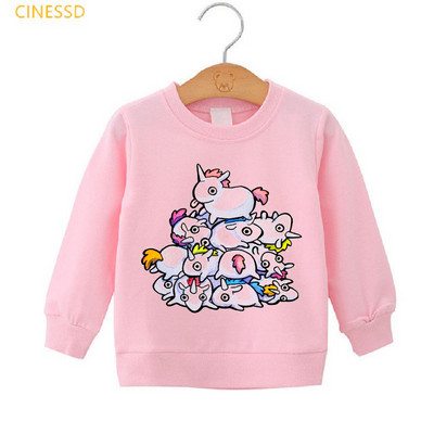 Harajuku Kawaii Cartoon Rainbow Unicorn Print Αστείο παιδικό φούτερ Λευκό Ροζ Κίτρινο Αγόρια Ρούχα Κοριτσίστικα Πουλόβερ με κουκούλα