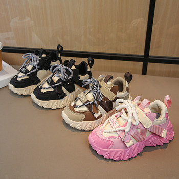 Ново пристигане Детски маратонки Pretty Silhouette Girl Running Shoes Pink Black Khaki Модерни детски обувки Обувки за момчета G09212