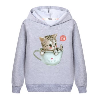 Aimi Lakana Cute Cat Graphic Hoodies Μικρό Κοριτσάκι Μακρυμάνικο Παλτό Φθινοπωρινό βαμβακερό Φούτερ Παιδικά Ρούχα κινουμένων σχεδίων 3-14Τ