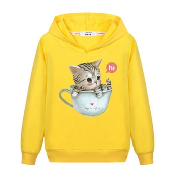 Aimi Lakana Cute Cat Graphic Hoodies Μικρό Κοριτσάκι Μακρυμάνικο Παλτό Φθινοπωρινό βαμβακερό Φούτερ Παιδικά Ρούχα κινουμένων σχεδίων 3-14Τ