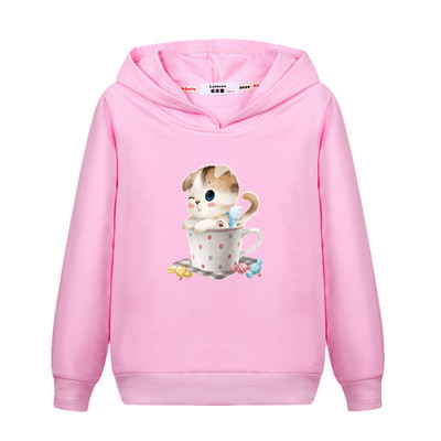 Aimi Lakana Cute Cat Graphic Hoodies Μικρό Κοριτσάκι Μακρυμάνικο Παλτό Φθινοπωρινό βαμβακερό Φούτερ Παιδικά Ρούχα κινουμένων σχεδίων 3-14Τ
