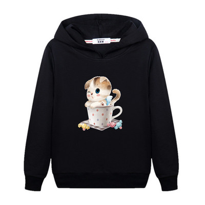Aimi Lakana Cute Cat Graphic Hoodies Μικρό Κοριτσάκι Μακρυμάνικο Παλτό Φθινοπωρινό βαμβακερό Φούτερ Παιδικά Ρούχα κινουμένων σχεδίων 3-14Τ