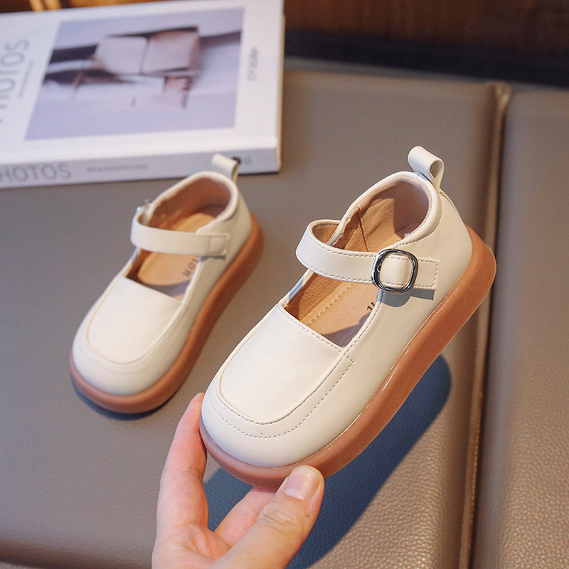 Dječja cipela za djevojčice, udobne, mekani potplat, male kožne cipele, jesenske nove studentske jednostruke cipele, ravne jednobojne dječje cipele Mary Janes