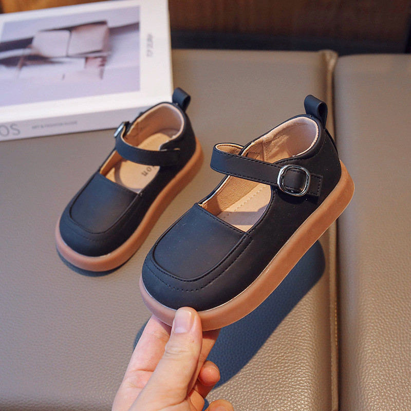 Dječja cipela za djevojčice, udobne, mekani potplat, male kožne cipele, jesenske nove studentske jednostruke cipele, ravne jednobojne dječje cipele Mary Janes