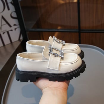 2023 Νέα δερμάτινα παπούτσια για κορίτσια Κομψά παιδικά μοκασίνια μόδας PU απλά στρας Χαριτωμένα παιδικά παπούτσια casual ανοιξιάτικη πλατφόρμα φθινοπώρου