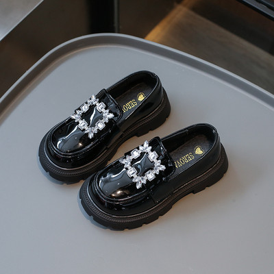 2023, pantofi noi din piele pentru fete, eleganti, pantofi de modă pentru copii, PU, strasuri simple, pantofi drăguți pentru copii, ocazional, primăvară, toamnă, platformă