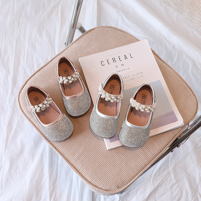 2023. Rhinestones Slatke djevojke Mary Janes za party vjenčanja PU biseri s okruglim prstima Dječje cipele na kuku & omču Dječje ravne princeze