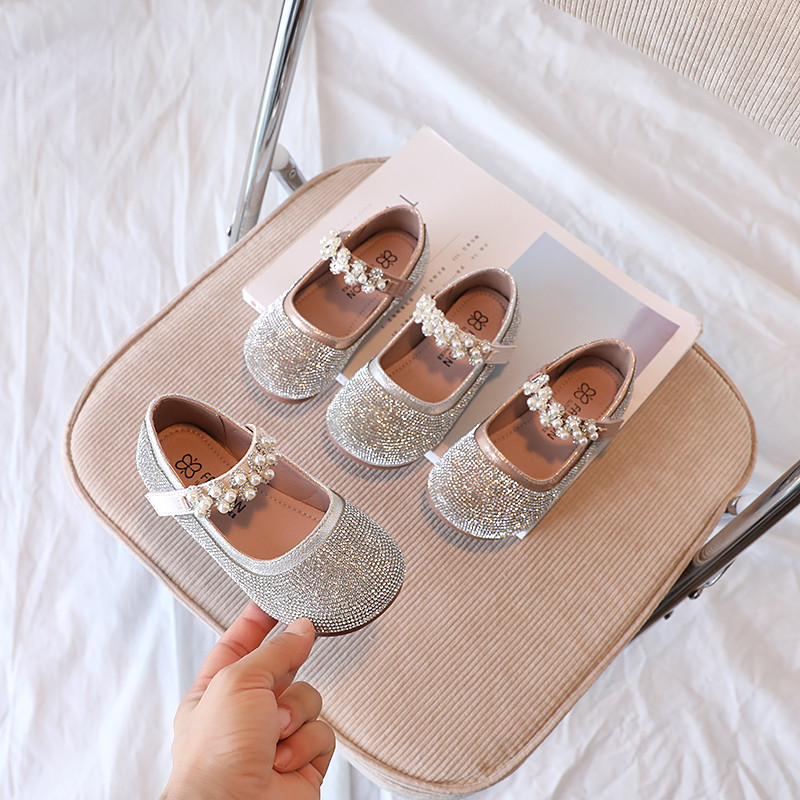 2023. Rhinestones Slatke djevojke Mary Janes za party vjenčanja PU biseri s okruglim prstima Dječje cipele na kuku & omču Dječje ravne princeze