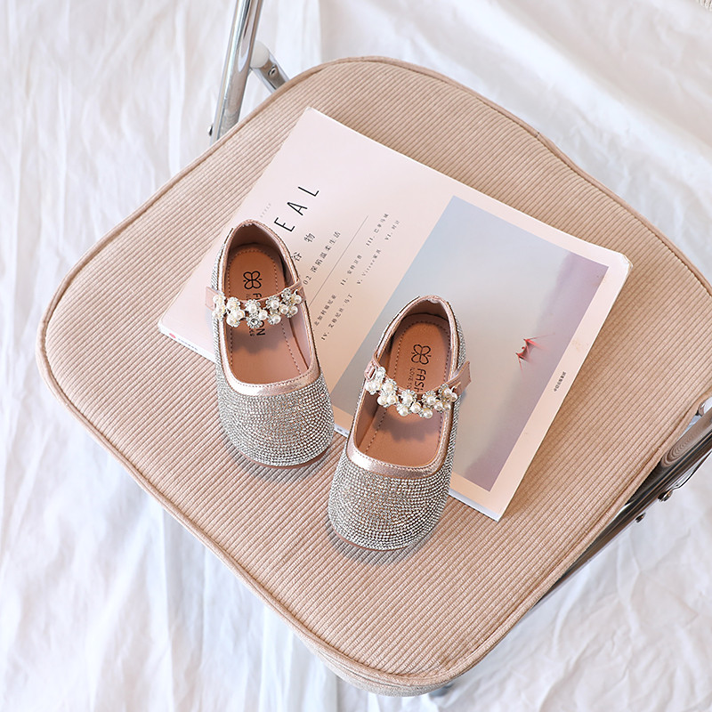 2023. Rhinestones Slatke djevojke Mary Janes za party vjenčanja PU biseri s okruglim prstima Dječje cipele na kuku & omču Dječje ravne princeze