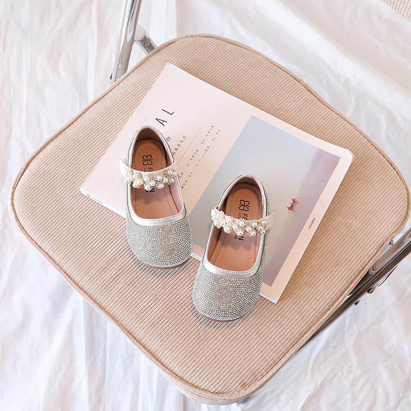 2023. Rhinestones Slatke djevojke Mary Janes za party vjenčanja PU biseri s okruglim prstima Dječje cipele na kuku & omču Dječje ravne princeze