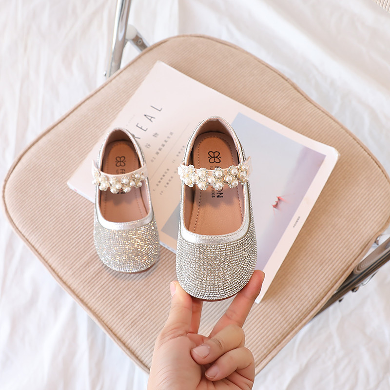 2023. Rhinestones Slatke djevojke Mary Janes za party vjenčanja PU biseri s okruglim prstima Dječje cipele na kuku & omču Dječje ravne princeze
