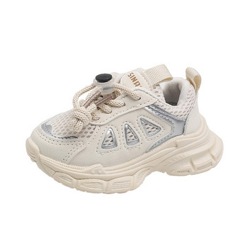 Детски модни вулканизирани маратонки с геометрична шарка на равни обувки Обувки за малки момичета Ежедневни дишащи обувки за момчета за ходене G07111