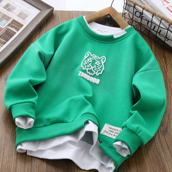 Пуловер за момчета Пролет и есен 2022 г. Нов детски фалшив пуловер от две части за свободното време Детско спортно свободно горнище с дълги ръкави