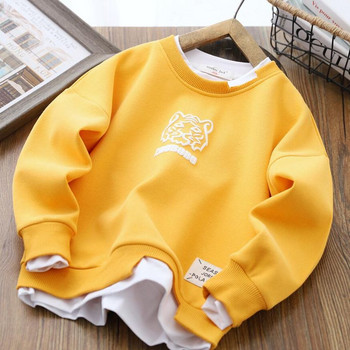 Пуловер за момчета Пролет и есен 2022 г. Нов детски фалшив пуловер от две части за свободното време Детско спортно свободно горнище с дълги ръкави