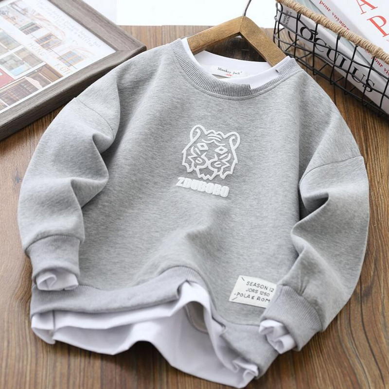 Džemper za dječake proljeće i jesen 2022. Novi dječji lažni dvodijelni pulover za slobodno vrijeme Dječji sportski labavi gornji dio dugih rukava