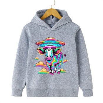 Alien Ox Hoodies μακρυμάνικα φούτερ για κορίτσια Ρετρό αθλητική φόρμα ζώων Παιδικά αγόρια Alien UFO Αστεία Παιδικά Μόδα Ρούχα