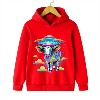 Alien Ox Hoodies μακρυμάνικα φούτερ για κορίτσια Ρετρό αθλητική φόρμα ζώων Παιδικά αγόρια Alien UFO Αστεία Παιδικά Μόδα Ρούχα