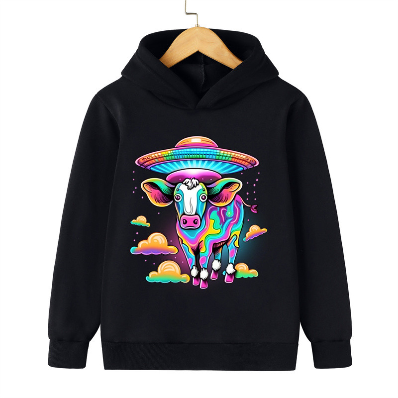 Alien Ox Hoodies Duksevi dugih rukava za djevojčice Trenirke s retro životinjama Djeca Dječaci Alien NLO Smiješna dječja modna odjeća