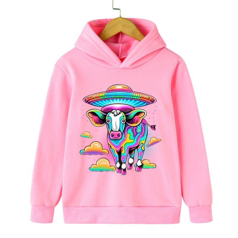 Alien Ox Hoodies Duksevi dugih rukava za djevojčice Trenirke s retro životinjama Djeca Dječaci Alien NLO Smiješna dječja modna odjeća