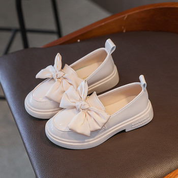 Loafers για κορίτσια Φθινοπωρινό λουστρίνι μαύρο λευκό παπιγιόν Παιδικά ίσια παπούτσια 26-36 Λαστιχένια σόλα αντιολισθητική Παιδικά παπούτσια Causl