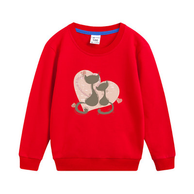 Aimi Lakana Παιδικό μακρυμάνικο πουλόβερ Love Cat Design Ρούχα Βρεφικά κορίτσια Βαμβακερά φούτερ Φορέματα κινουμένων σχεδίων