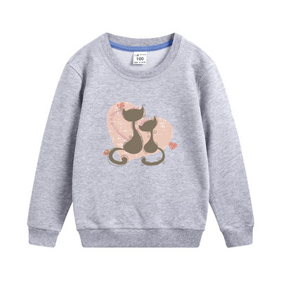 Aimi Lakana Παιδικό μακρυμάνικο πουλόβερ Love Cat Design Ρούχα Βρεφικά κορίτσια Βαμβακερά φούτερ Φορέματα κινουμένων σχεδίων