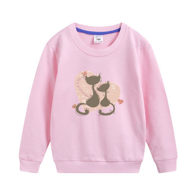 Aimi Lakana Παιδικό μακρυμάνικο πουλόβερ Love Cat Design Ρούχα Βρεφικά κορίτσια Βαμβακερά φούτερ Φορέματα κινουμένων σχεδίων