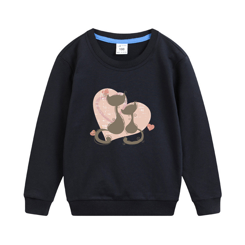 Aimi Lakana Dječji pulover dugih rukava Love Cat Design Odjeća Pamučna majica za djevojčice Haljine iz crtića