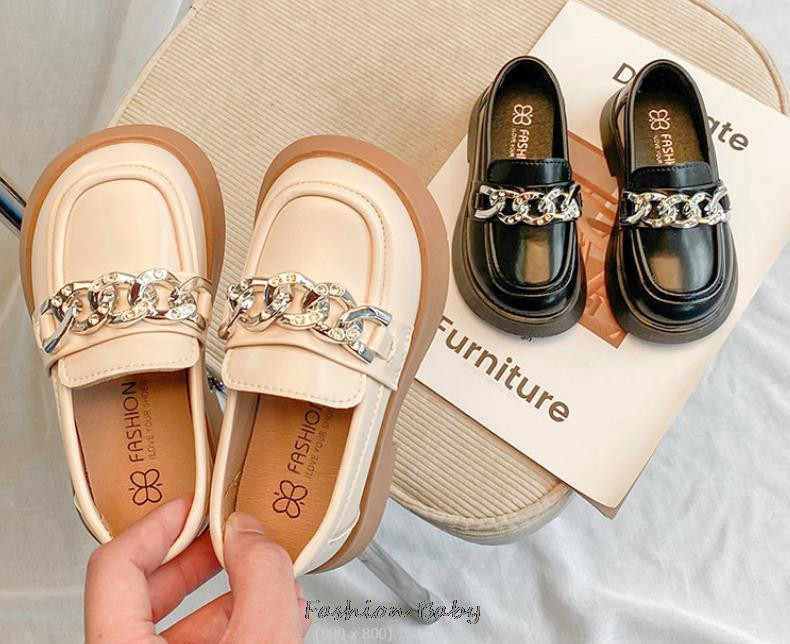 Proljeće Jesen Dječje Kožne cipele za djevojčice Cipele za djevojčice Ležerne cipele Tenisice Crne bež mokasine Dječaci Cipele s lancem za djecu