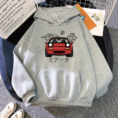 Anime Initial D Hoodie Japanski automobili Miata MX5 Printed Hoody Ženska moda Harajuku grafička moda Muške majice s kapuljačom