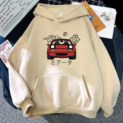 Anime Initial D Hoodie Ιαπωνικά αυτοκίνητα Miata MX5 με εμπριμέ κουκούλα Γυναικεία μόδα Harajuku Γραφική μόδα Ανδρικά κουκούλα