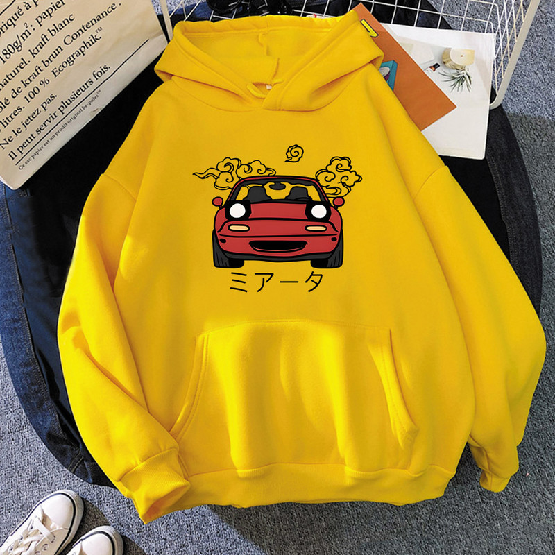 Anime Initial D Hoodie Ιαπωνικά αυτοκίνητα Miata MX5 με εμπριμέ κουκούλα Γυναικεία μόδα Harajuku Γραφική μόδα Ανδρικά κουκούλα