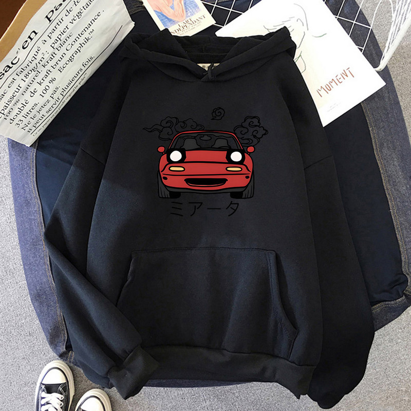 Anime Initial D Hoodie Ιαπωνικά αυτοκίνητα Miata MX5 με εμπριμέ κουκούλα Γυναικεία μόδα Harajuku Γραφική μόδα Ανδρικά κουκούλα