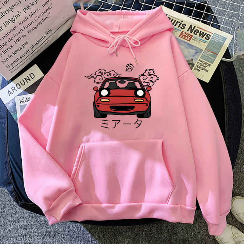 Anime Initial D Hoodie Ιαπωνικά αυτοκίνητα Miata MX5 με εμπριμέ κουκούλα Γυναικεία μόδα Harajuku Γραφική μόδα Ανδρικά κουκούλα