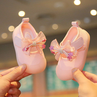 Обувки за момиче Пролетни обувки за бебешки принцеси Маратонки за малки деца Обувки с панделка за момичета Обувки с мека подметка Платнени детски обувки за балет CSH980