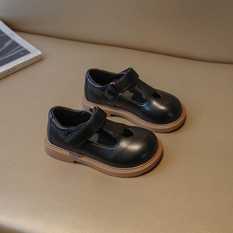 Proljetne djevojačke Mary Janes izdubljene u obliku srca, slatke dječje kožne cipele s T-remenom 21-35, crne, bež, ljupke, elegantne dječje ravne cipele