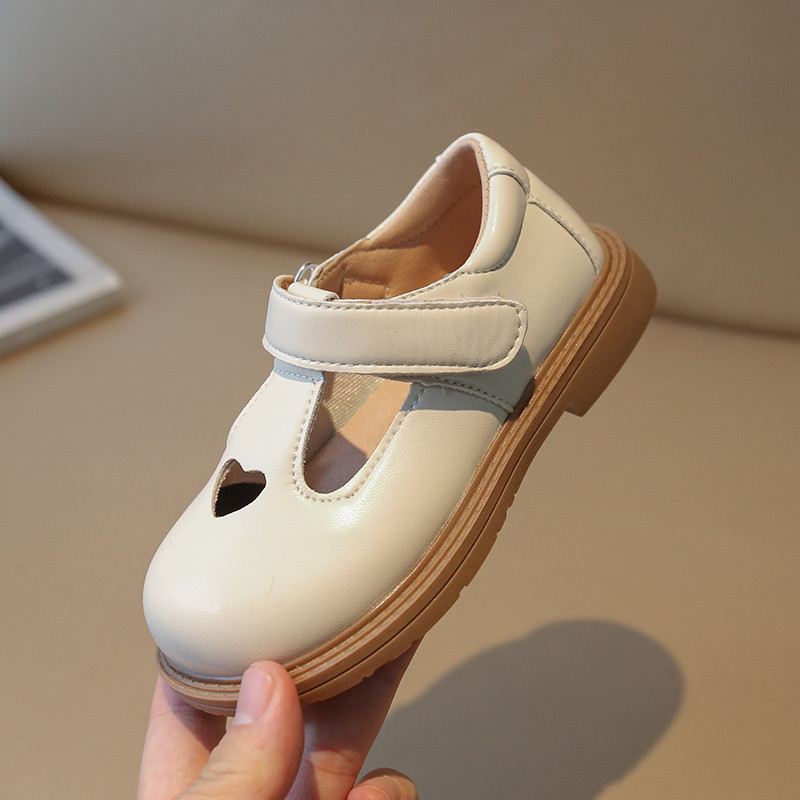 Proljetne djevojačke Mary Janes izdubljene u obliku srca, slatke dječje kožne cipele s T-remenom 21-35, crne, bež, ljupke, elegantne dječje ravne cipele