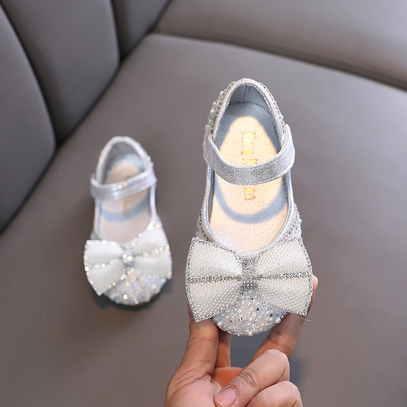 Proljeće Jesen Cipele za djevojčice Bling Mary Janes Kids Glitter Princess Plitke cipele Srebrne cipele za vjenčanje Dječje dječje ravne pete