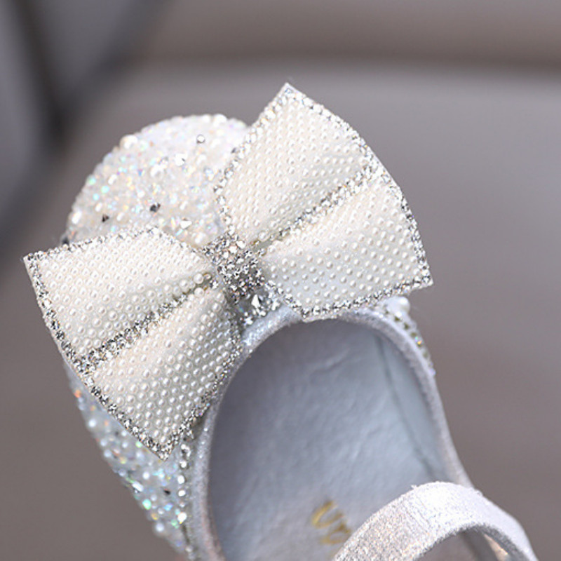 Proljeće Jesen Cipele za djevojčice Bling Mary Janes Kids Glitter Princess Plitke cipele Srebrne cipele za vjenčanje Dječje dječje ravne pete