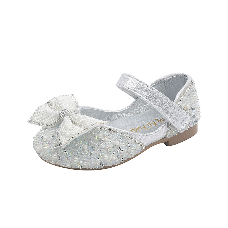 Proljeće Jesen Cipele za djevojčice Bling Mary Janes Kids Glitter Princess Plitke cipele Srebrne cipele za vjenčanje Dječje dječje ravne pete