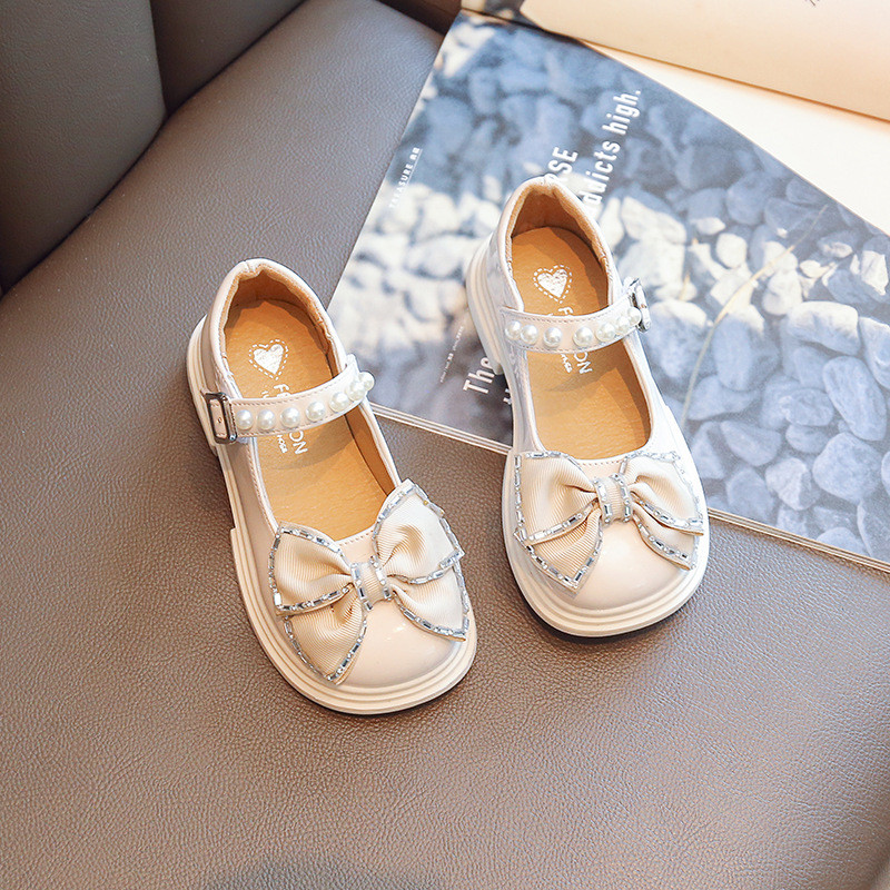 Crne kožne školske cipele za djevojčice Novo proljeće jesen Cipele za princeze s mašnom Dječje jednostruke cipele Performanse Dječje cipele