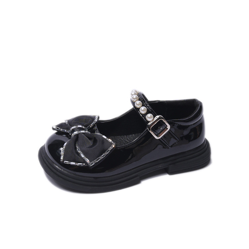 Crne kožne školske cipele za djevojčice Novo proljeće jesen Cipele za princeze s mašnom Dječje jednostruke cipele Performanse Dječje cipele