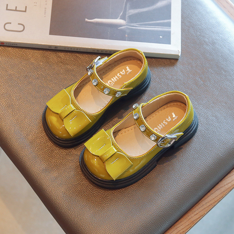 Crne kožne cipele za djevojčice, nove dječje slatke mašne, cipele za princezu, jesenska plima Mary Jane za party vjenčane revije, ravne