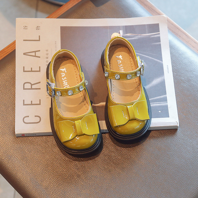 Crne kožne cipele za djevojčice, nove dječje slatke mašne, cipele za princezu, jesenska plima Mary Jane za party vjenčane revije, ravne