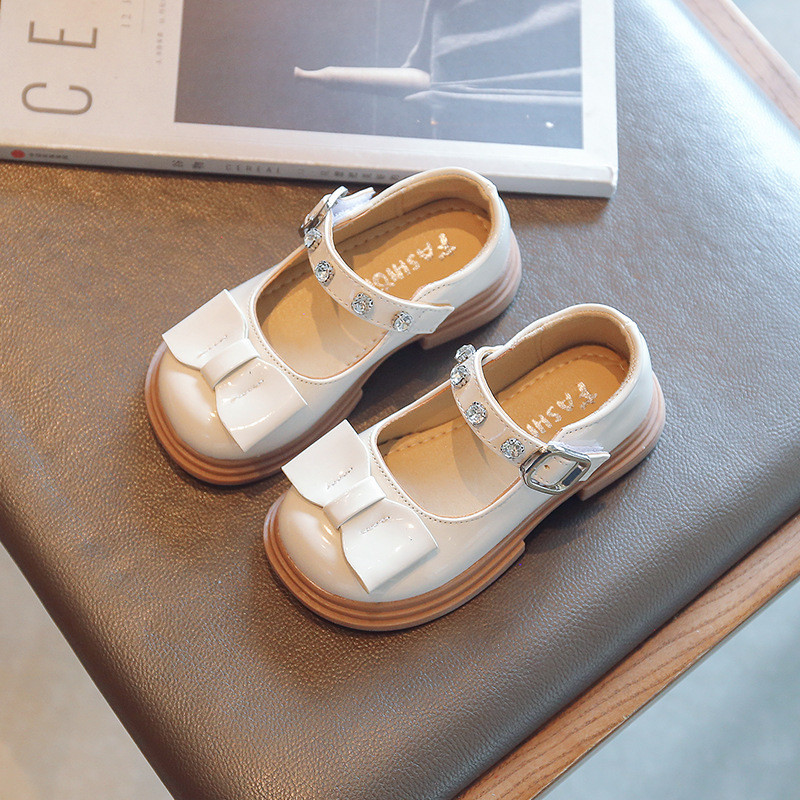 Crne kožne cipele za djevojčice, nove dječje slatke mašne, cipele za princezu, jesenska plima Mary Jane za party vjenčane revije, ravne