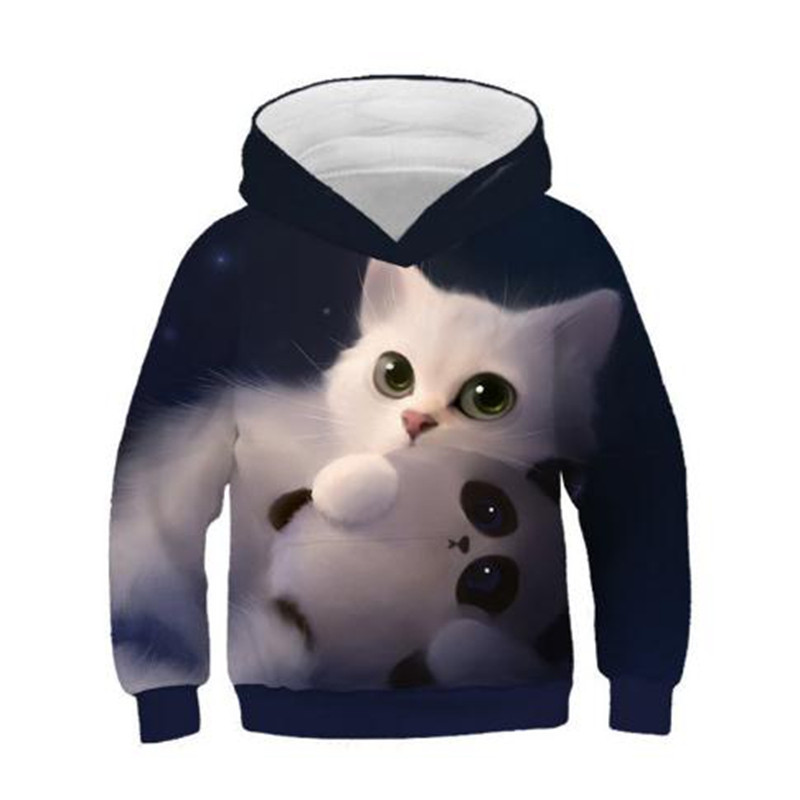 Nova jesenska gornja odjeća za dječake i djevojčice, modne 3D majice s kapuljačom, ljupka mačka panda s printom crtića, dječje majice s kapuljačom, dječji puloveri